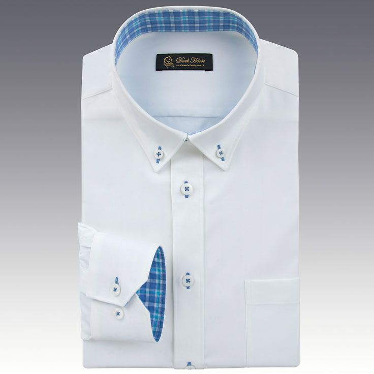 男士藍(lán)色長袖襯衫A-02效果圖